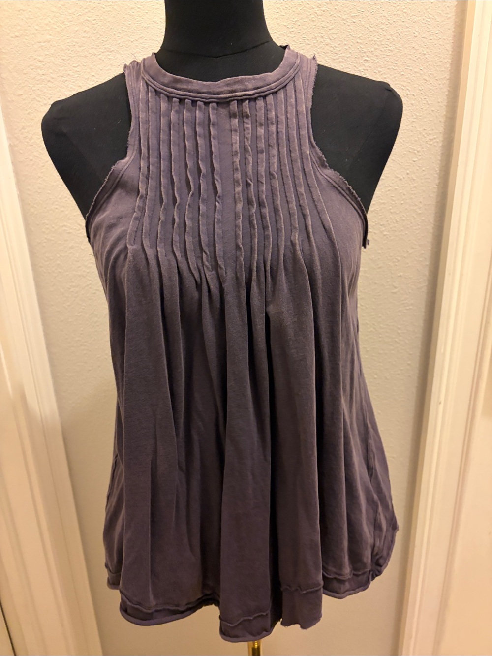 Free People We The Free Sleeveless Pleated Front Tank Top - Dusty Purple Size XS
